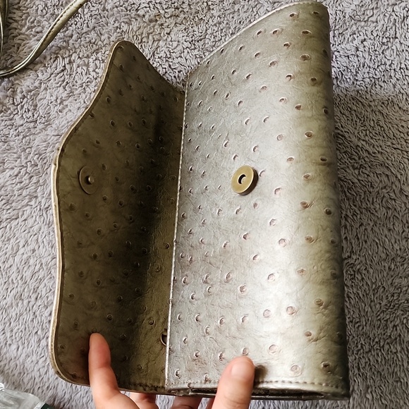 Woman shoulder cross body handbag clutch faux ostrich sexy party - Picture 4 of 8